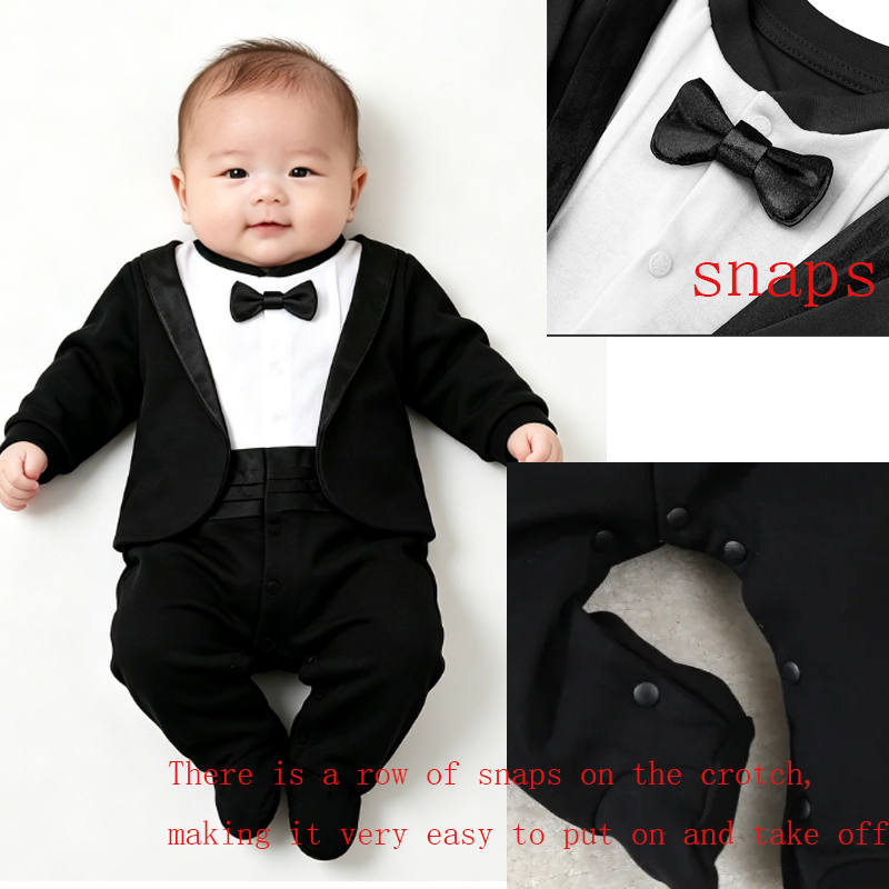 Romper Onesie Baby - Newborn Boy Gentleman Tuxedo Footed Romper,