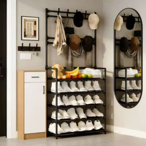 Baby Clothing Rack - Multifunctional Storage Rack 5-Tier Freestanding Coat