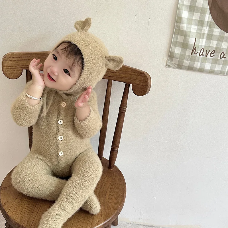 Romper Onesie Baby - Newborn Baby Mink Fur Romper with