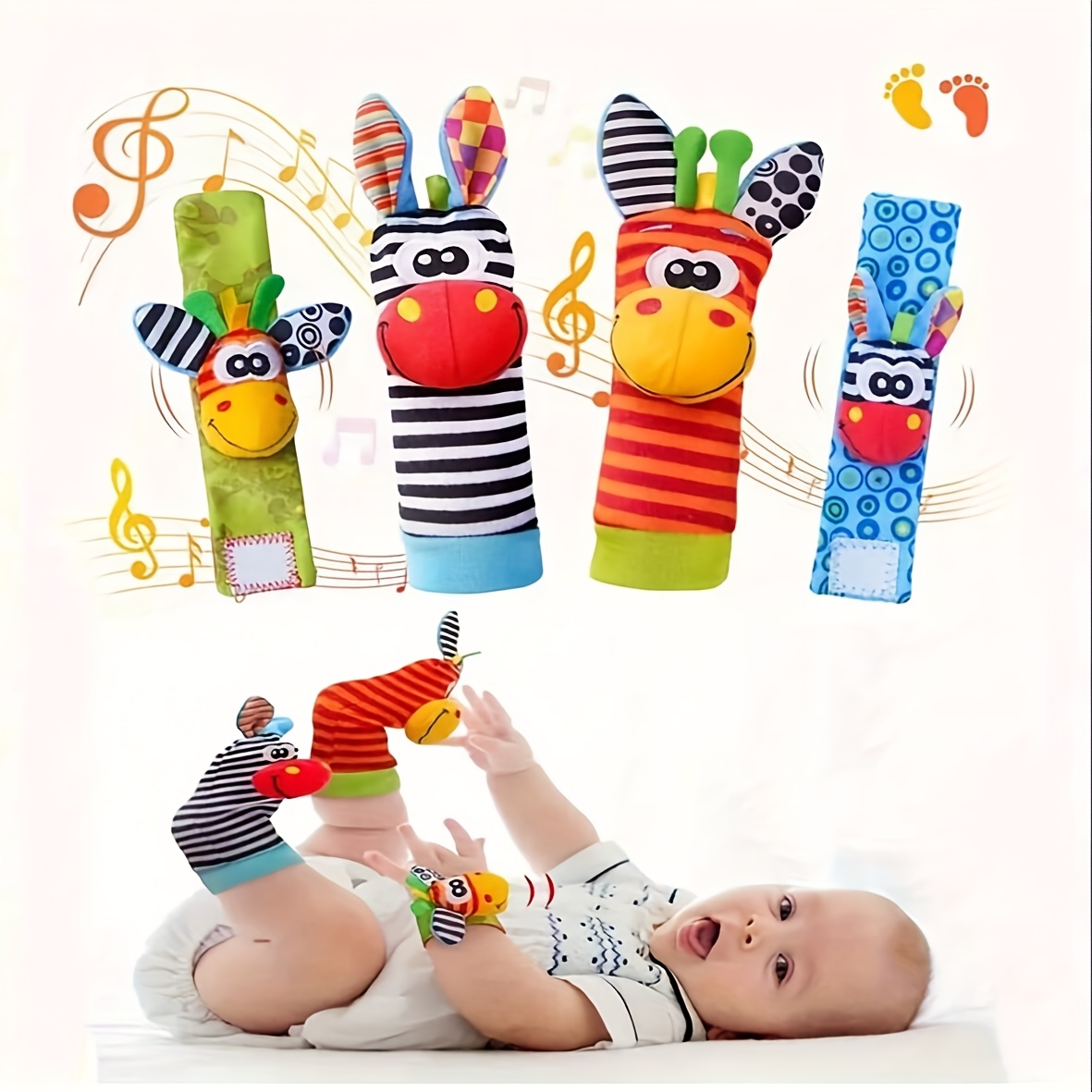 Toddler Sock Set - 4pcs/Set Baby Infant Wrist Rattle Socks