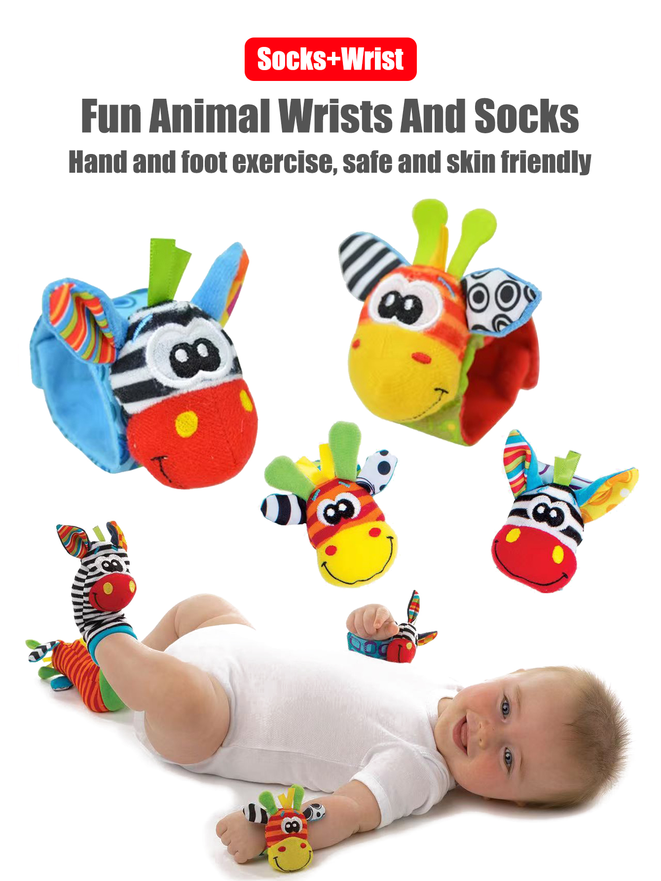 4pcs/Set Baby Infant Wrist Rat - Toddler Sock Set 评论和价格