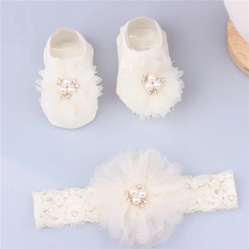 Lovely Pearl Bows Baby Headban - Toddler Sock Set 评论和价格