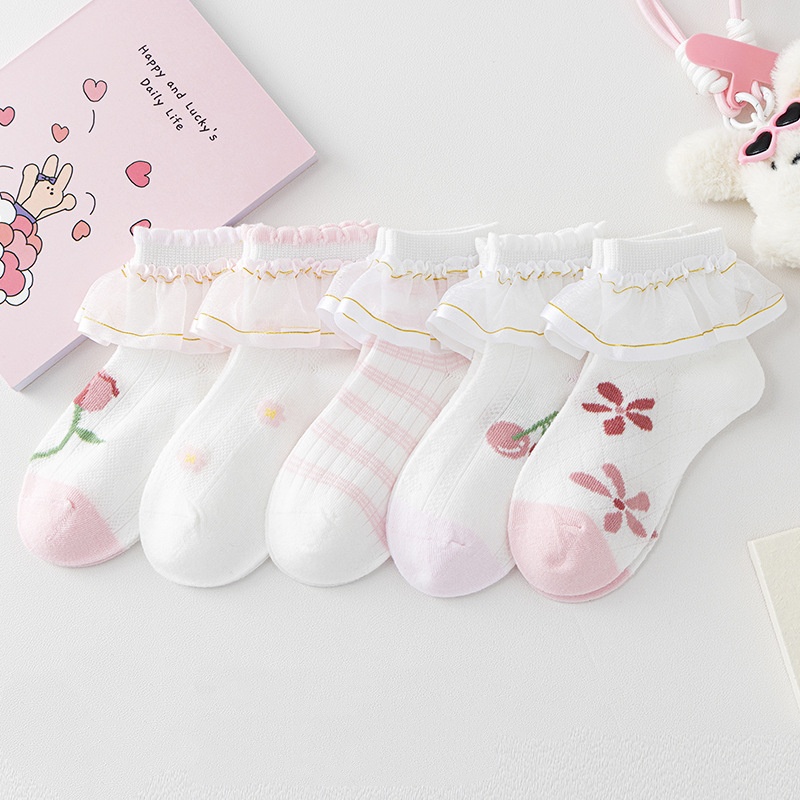 5Pairs/Set Children Cotton Mes - Toddler Sock Set 评论和价格