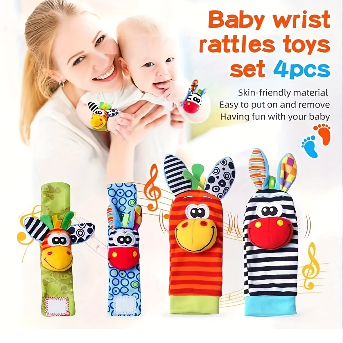 4pcs/Set Baby Infant Wrist Rat - Toddler Sock Set 评论和价格