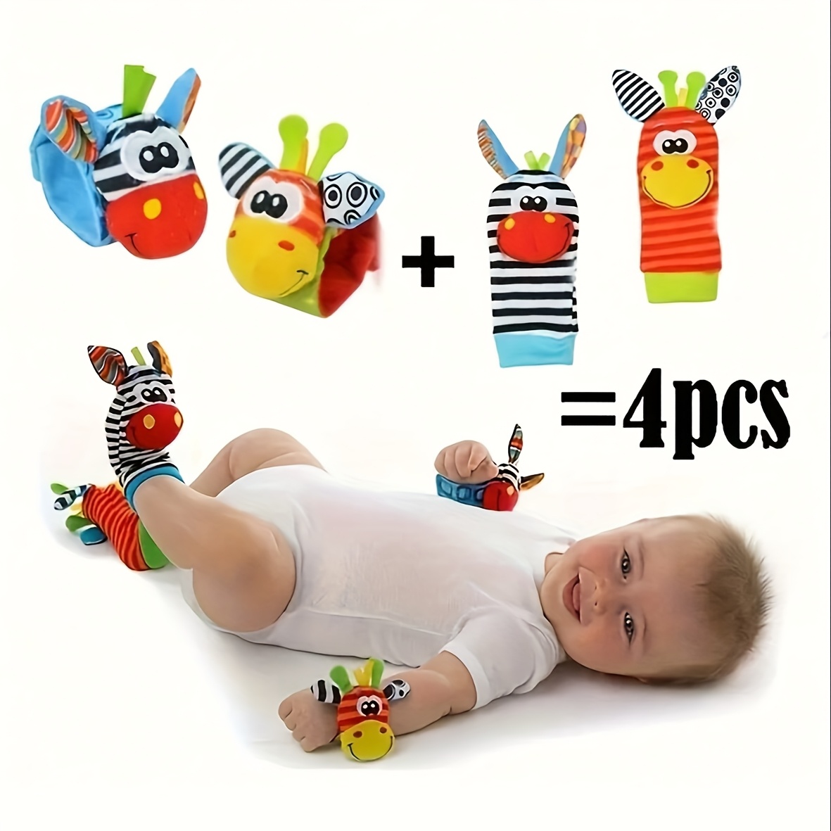 4pcs/Set Baby Infant Wrist Rat - Toddler Sock Set 评论和价格