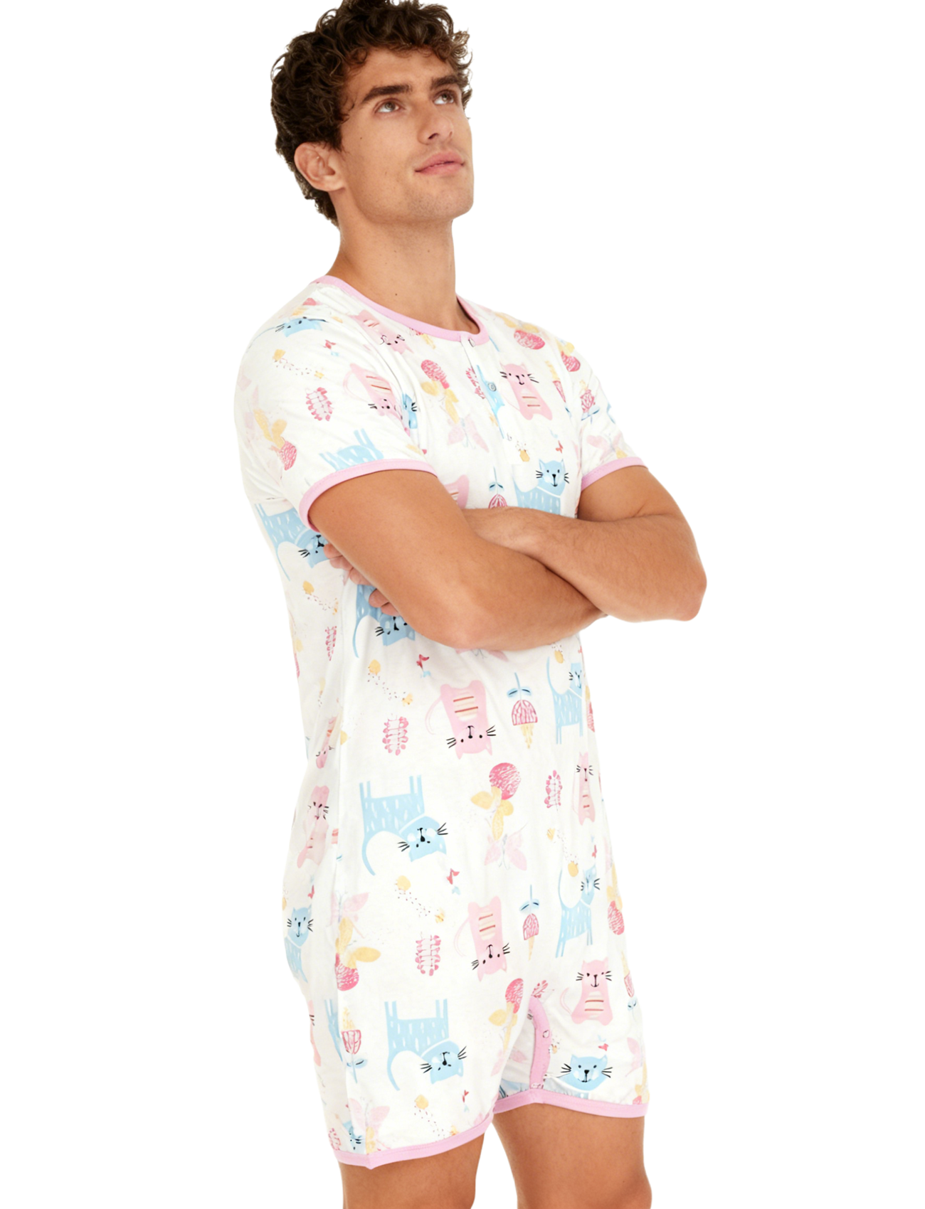 Pink Cat Bodysuit with Short L - Romper Onesie Baby 评论和价格
