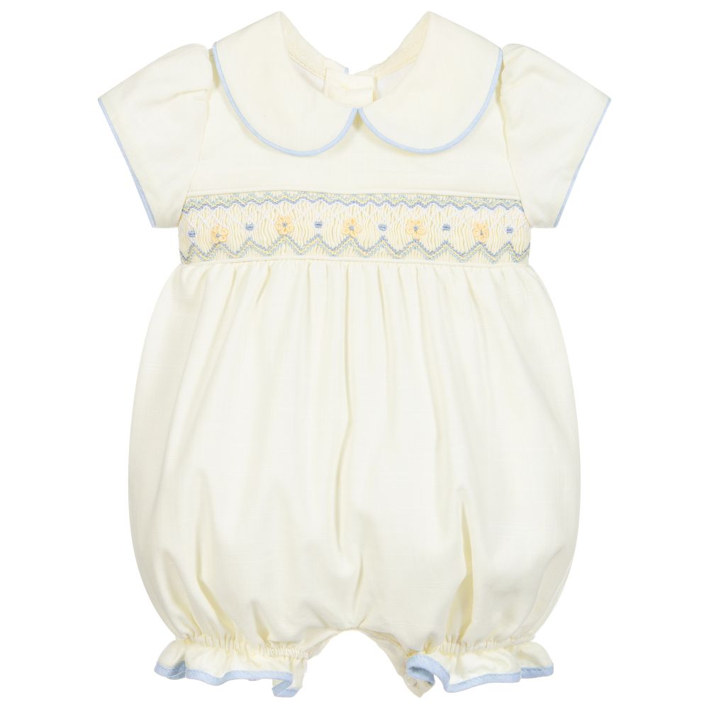 Baby Smocked Yellow Rompers in - Baby Clothing Made In Usa 评论和价格